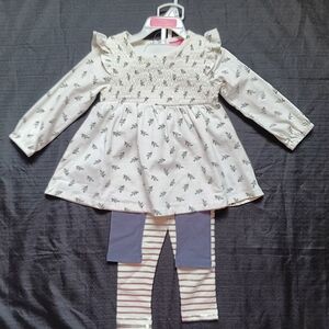 Isaac Mizrahi White Floral Smocked Top with Green and Red Accents